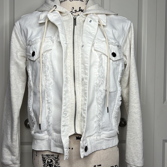 NWOT Splendid Jesse Mix Media Hooded Jacket Off White Size Small - Picture 5 of 13